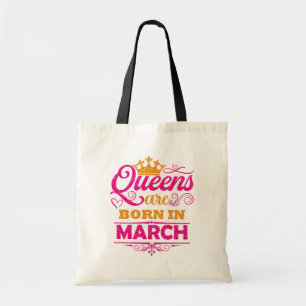 Tote Bag Les Reines Nées En Mars Faux Glitter Anniversaire 