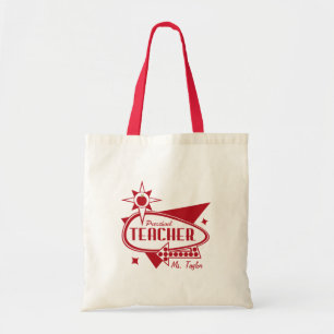 Tote Bag Les rétros années 60 rouges de professeur
