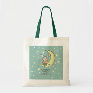 Tote Bag Les rêves deviennent réalité Lapin sur la Lune
