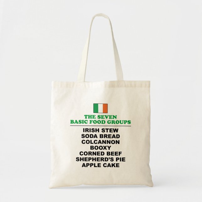 Tote Bag Les sept groupes alimentaires de base Funny Irish (Devant)