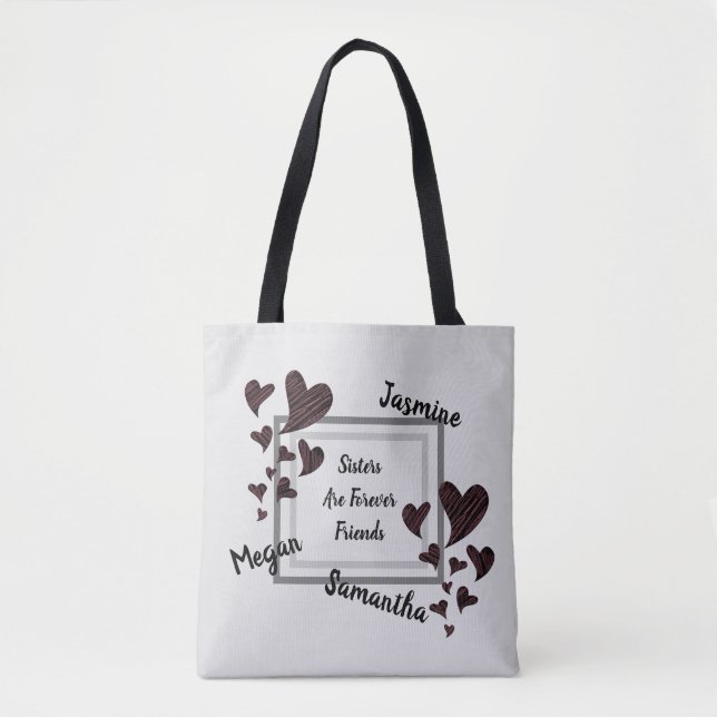 Tote Bag Les soeurs sont pour toujours des amis Coeurs roug (Devant)