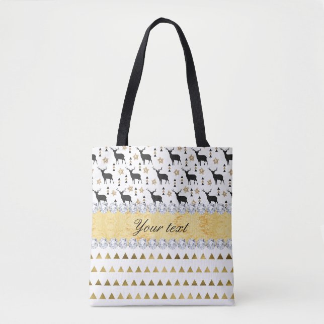 Tote Bag Les triangles de cerfs branchés Motif et diamants (Devant)