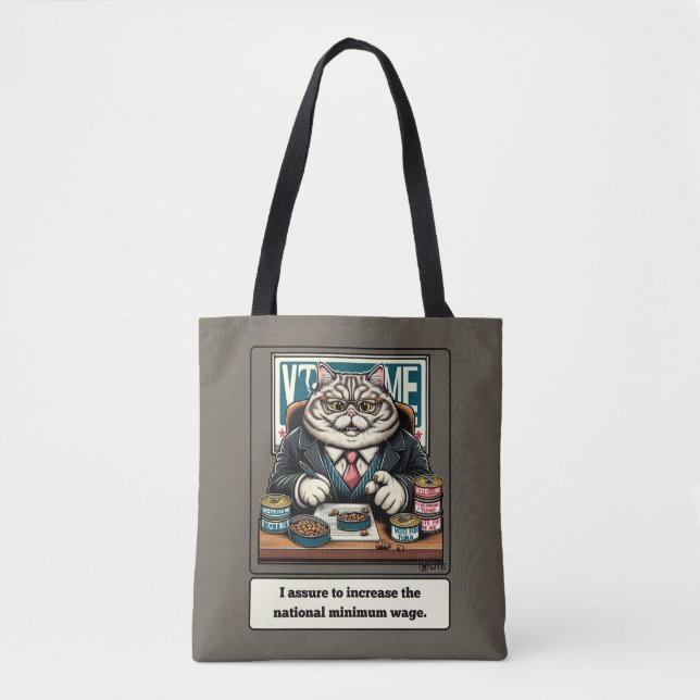 Tote Bag Les vaches espiègles : Le Cat Crafty Politicien (Devant)