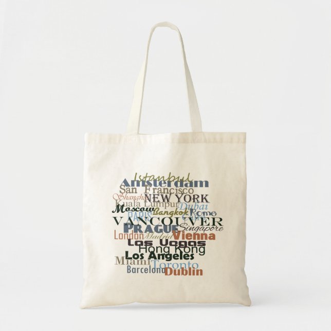 Tote Bag Les villes du monde entier (Devant)
