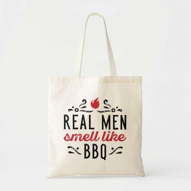 Tote Bag Les vrais hommes sentent comme le barbecue (Devant)