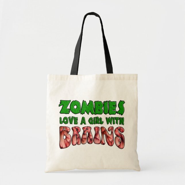 Tote Bag Les zombis aiment une fille avec des cerveaux (Devant)