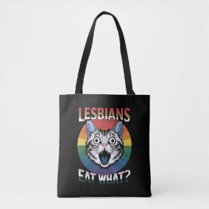 Tote Bag Lesbiennes mangent quoi humour de chat drapeau de 