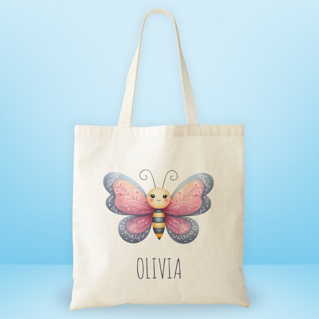 Tote Bag L'esthétique mignonne des filles Papillon rose et  (Créateur téléchargé)