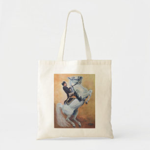 Tote Bag L'étalon blanc exécute avec le cavalier de