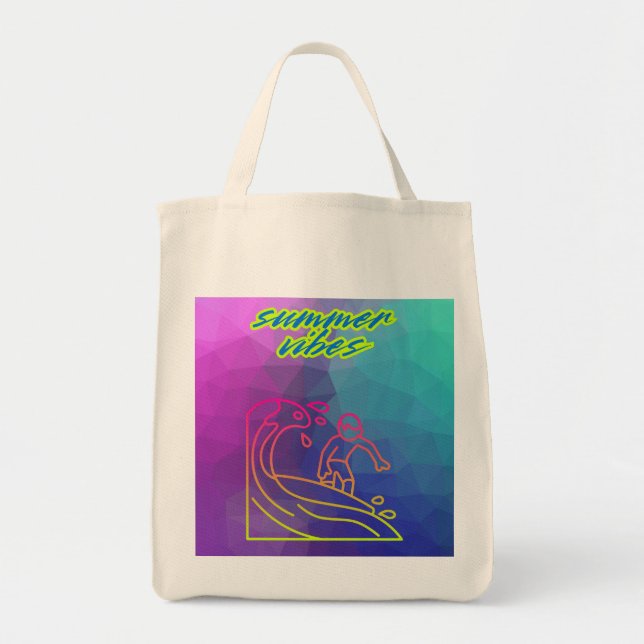 Tote Bag L'été vibes garçon surf. (Devant)
