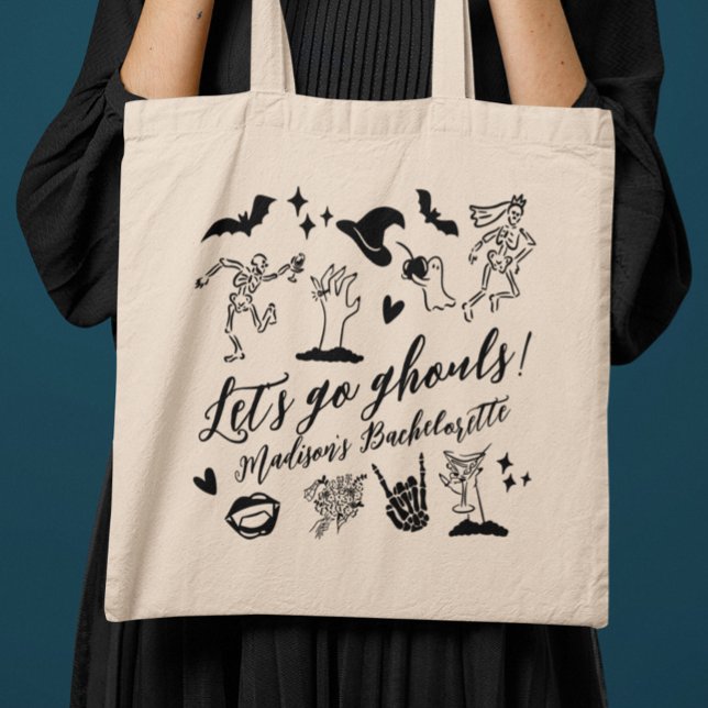 Tote Bag Let's Go Ghouls Spooky Whimsical Bachelorette (Créateur téléchargé)