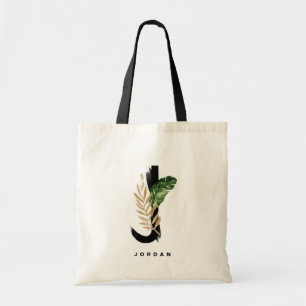 Tote Bag Letter J Monogram Tropical Leaves Bridesmaid