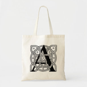 Tote Bag Lettre A Monogramme Impression de nœud celtique vi