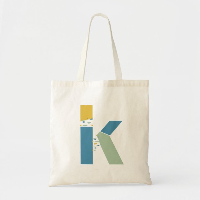 Tote Bag Lettre Abstraite moderne K Monogramme initial (Devant)