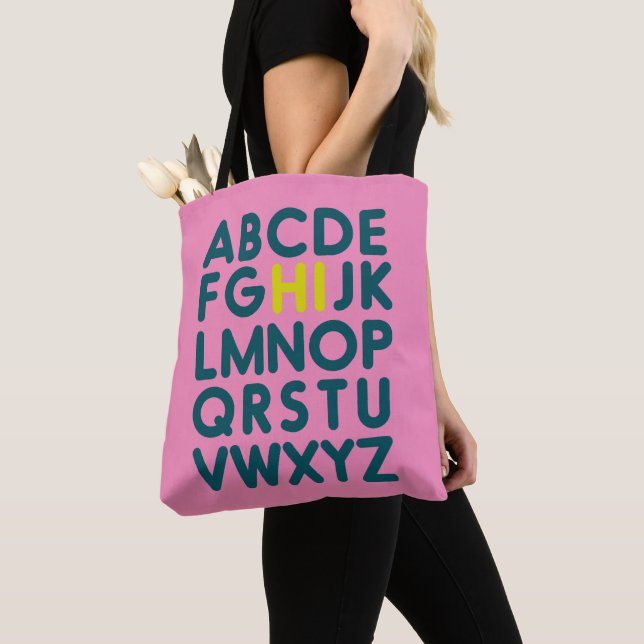 Tote Bag Lettre alphabet simple mignonne Art dans la biblio (De près)
