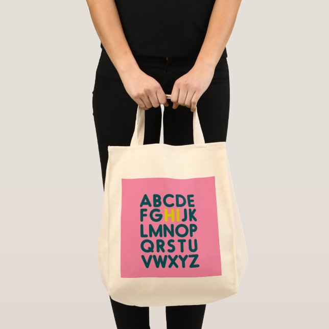Tote Bag Lettre alphabet simple mignonne design dans la bib (Devant (produit))
