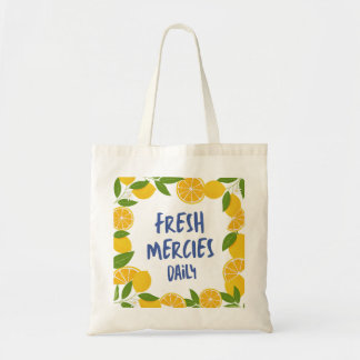 Tote Bag Lettre Bleue Citron Été Clair Foi Quotidienne