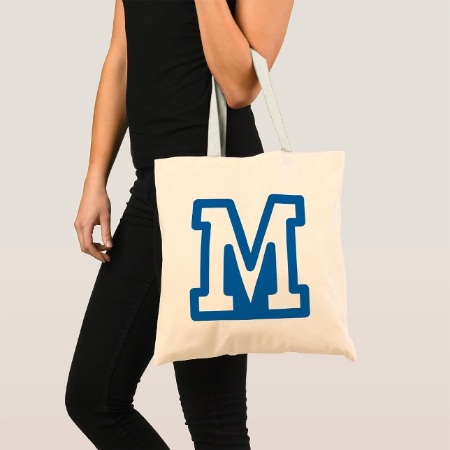 TOTE BAG LETTRE BLEUE VARIABLE M MONO (Créateur téléchargé)