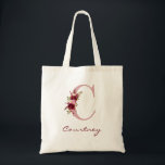 Tote Bag LETTRE BOURSE ROSE-BOURSE C Floral<br><div class="desc">Cette belle fourre-tout florale d'aquarelle avec des pivoines multicolores et bordeaux, roses, orchidées et fleurs sauvages, feuillage vif, vert et la lettre C, le nom dans une police moderne mais classique serait parfait pour transporter des travaux de bureau, des épiceries, des vêtements de gym, tout, à la maison et de...</div>