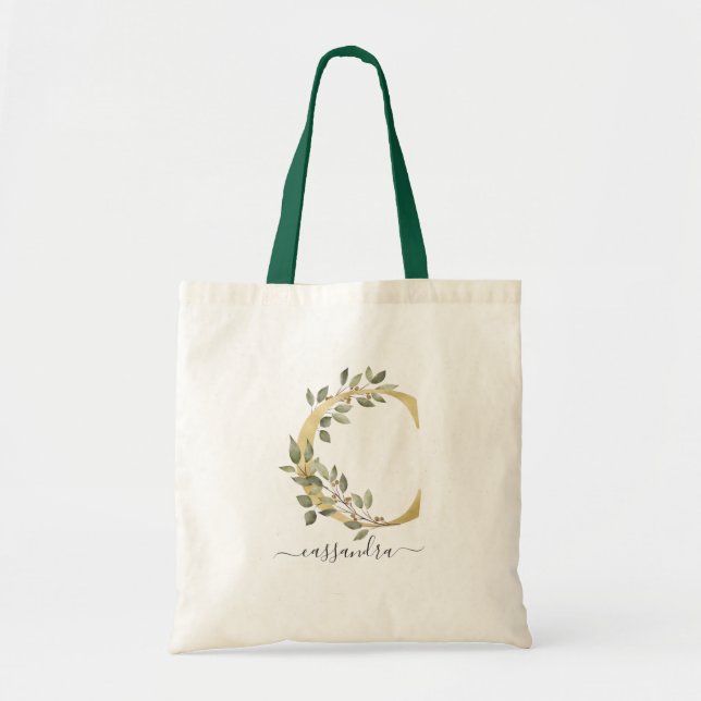 TOTE BAG LETTRE "C" DE MONOGRAPHIE D'OR VERDOYANTE MINIMALE (Devant)