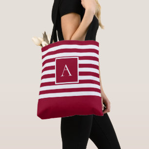 Tote Bag LETTRE Carré CHIC ROUGE BLANCHE MONogramme
