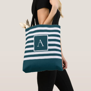 Tote Bag LETTRE Carré CHIC TURQUOISE BLANCHE MONogramme