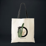 Tote Bag Lettre D Monogramme | Cactus tropicaux Personnalis<br><div class="desc">Sac fourre-tout monogramme de lettre D personnalisable avec cactus aquarelle,  feuilles faux feuille d'or et accents de brosse d'aquarelle noire. Personnalisez ce sac fourre-tout de monogramme tropical en ajoutant votre nom ou d'autres détails. Ce sac monogrammed de lettre D boho sera parfait comme cadeau. D'autres lettres sont disponibles.</div>