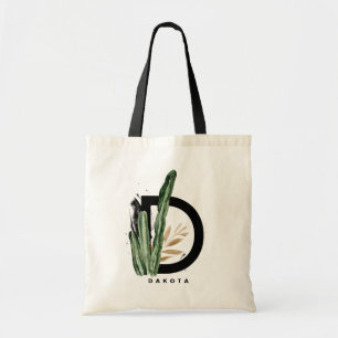 Tote Bag Lettre D Monogramme   Cactus tropicaux Personnalis