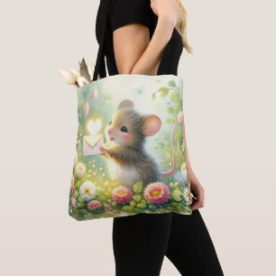 Tote Bag Lettre d'amour de souris de cottage Prairie