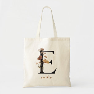Tote Bag Lettre de monogramme personnalisée moderne florale