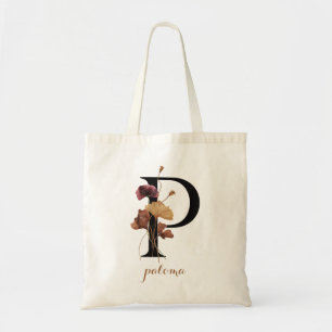 Tote Bag Lettre de monogramme personnalisée moderne florale