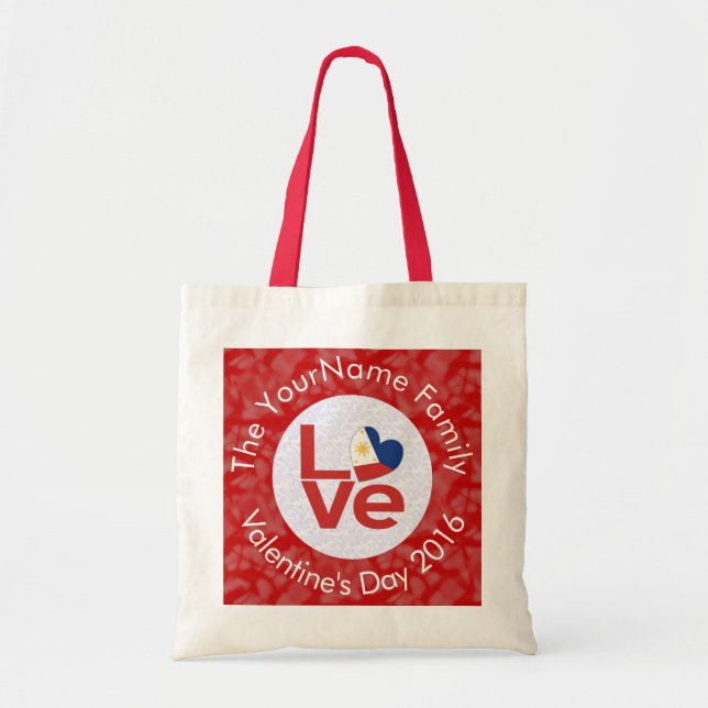 Tote Bag LETTRE Drapeau Rouge AMOUR COEUR Saint-Valentin (Devant)