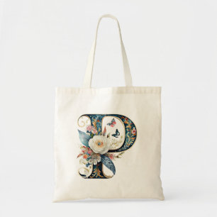 Tote Bag Lettre florale bohème élégante P