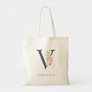 Tote Bag LETTRE FLORALE BOUGÉE Sauvage V MONOGRAPHIQUE
