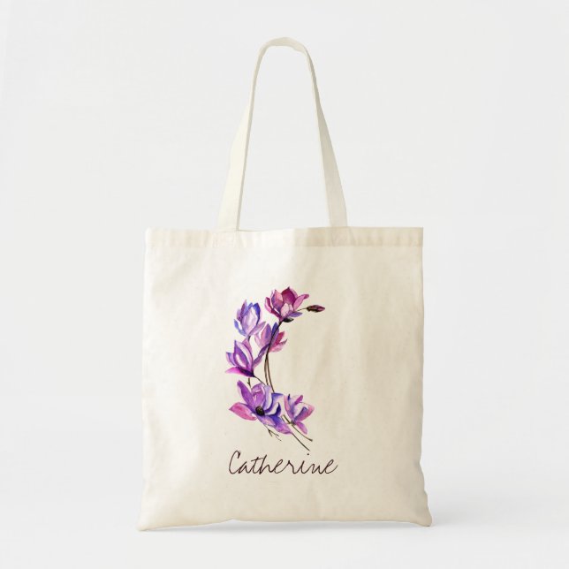 Tote Bag Lettre florale C Mariage Monogramme de Bridesmaid (Devant)