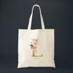 Tote Bag Lettre florale de pivoine L Monogramme or Bridesma<br><div class="desc">Le sac fourre-tout en monogramme L à lettre florale est doté d'un bouquet floral aquarelle de pivoines blanches et d'un accent verdoyant et d'une lettre fausse feuille d'or. Ce sac fourre-tout monogramme lettre L floral bridesmaid est parfait pour les mariages, douches, anniversaires et bien plus encore. Personnalisez en ajoutant des...</div>