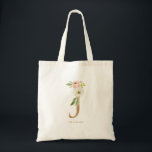 Tote Bag Lettre florale Pivoine J Monogramme Or Demoiselle<br><div class="desc">Le sac cabas à monogramme lettre florale J présente un bouquet de fleurs aquarelles de pivoines et de roses blanches et roses, un accent de verdure et une lettre en feuille d'or faux. Ce sac cabas à monogramme floral lettre J est parfait pour les mariages, les fêtes prénatales, les anniversaires...</div>