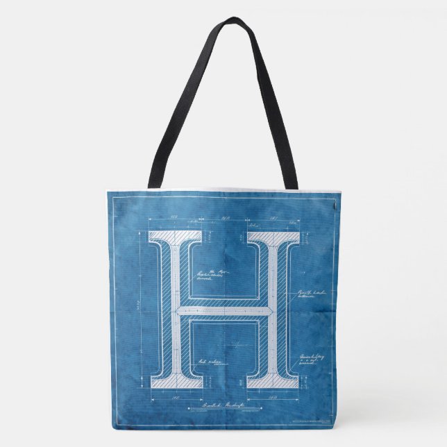 Tote Bag Lettre H Monogramme de plan (Devant)
