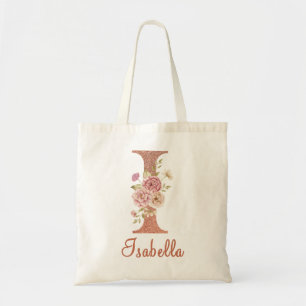 Tote Bag Lettre I Parties scintillant rose pâle Monogramme 