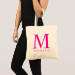 Tote Bag LETTRE INITIALE Modèle rose monogrammé Élégant<br><div class="desc">Client Monogramme Lettre initiale Élégant Modèle moderne rose Sac fourre-tout naturel Shopping.</div>