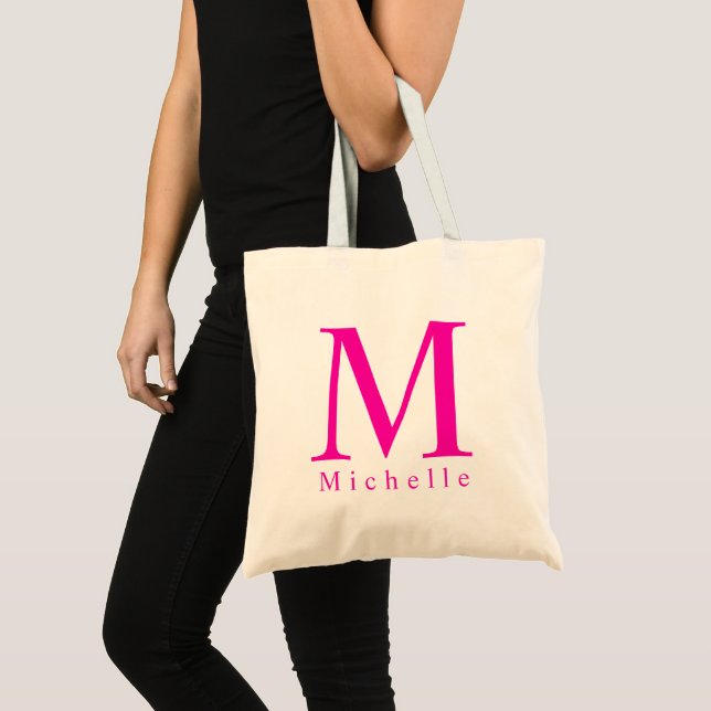 Tote Bag LETTRE INITIALE Modèle rose monogrammé Élégant (Devant (produit))
