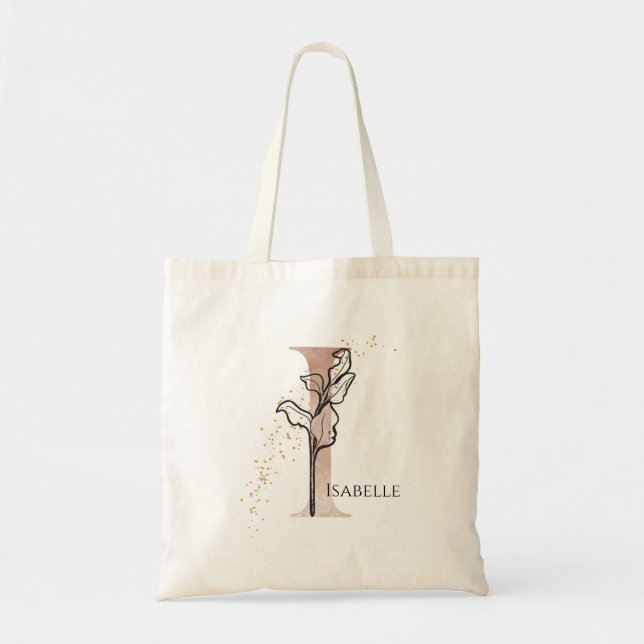Tote Bag Lettre initiale moderne I bohème personnalisée (Devant)