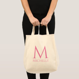 Tote Bag Lettre initiale Monogramme Épicerie Modèle moderne