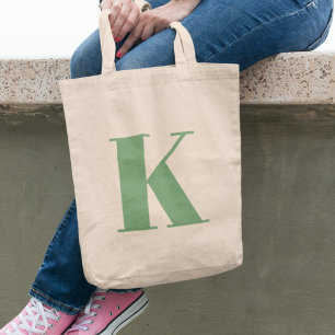 Tote Bag Lettre initiale Monogramme Moderne Tendance Sage