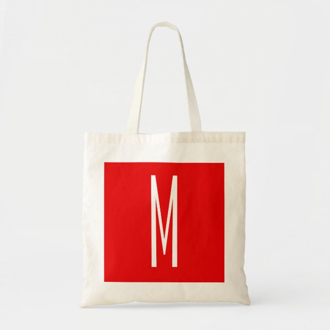 Tote Bag Lettre initiale Monogramme Style moderne Rouge Bla (Devant)