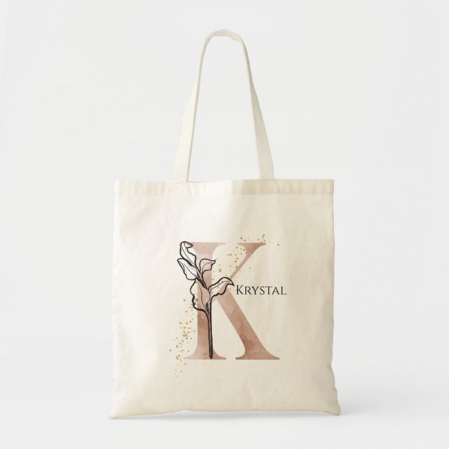 Tote Bag Lettre K Moderne Initiale Monogramme Personnalisée (Devant)