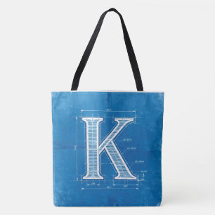 Tote Bag Lettre K Monogramme de Plan