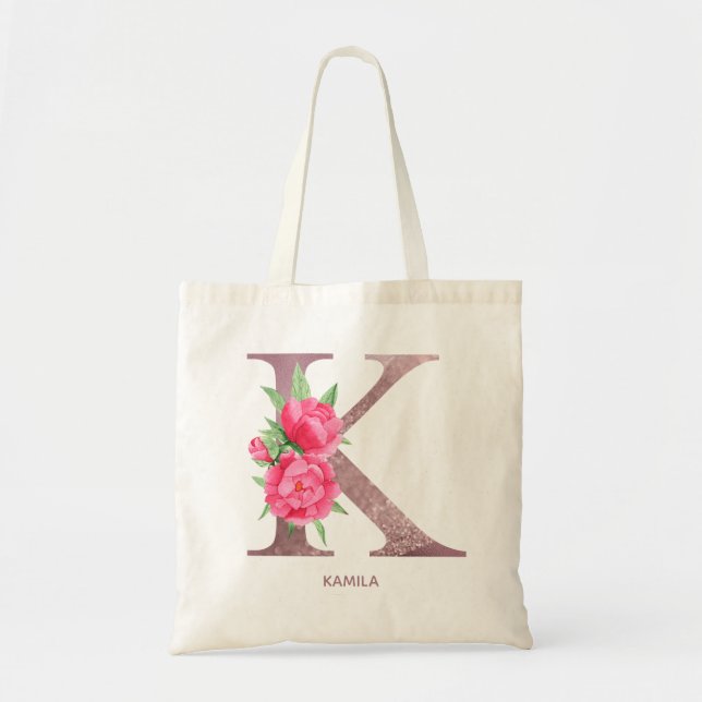 Tote Bag Lettre K Nom personnalisé monogramme femme d'affai (Devant)
