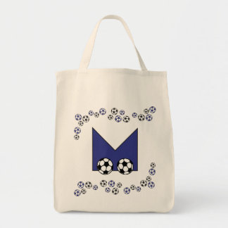 Tote Bag Lettre M dans le monogramme bleu Fourre-tout du