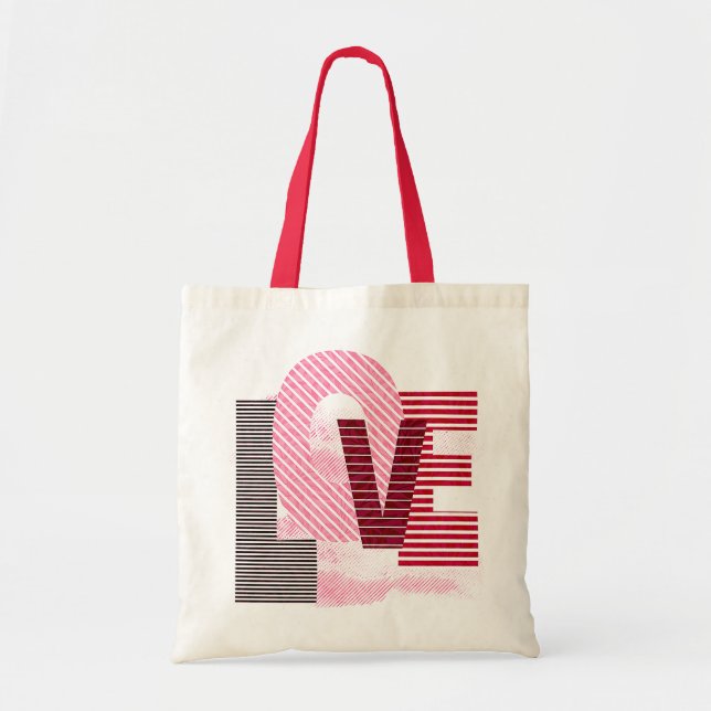 Tote Bag Lettre magenta géométrique d'amour (Devant)